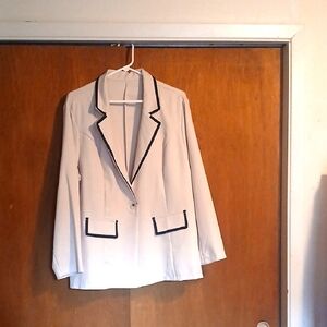 SHEIN White Blazer with Black Accents